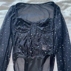 SHEIN Sparkly Black Bodysuit